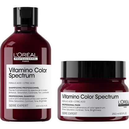 L'Oreal Professionnel Serie Expert Vitamino Colour Spectrum Shampoo 300ml & Rinse-Off Mask 250ml Twin