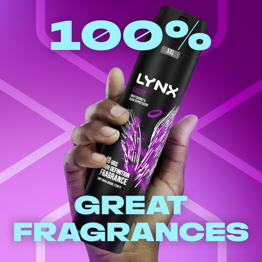 Lynx XXL Excite 48h Crisp Coconut & Black Pepper Deodorant Body Spray 250ml