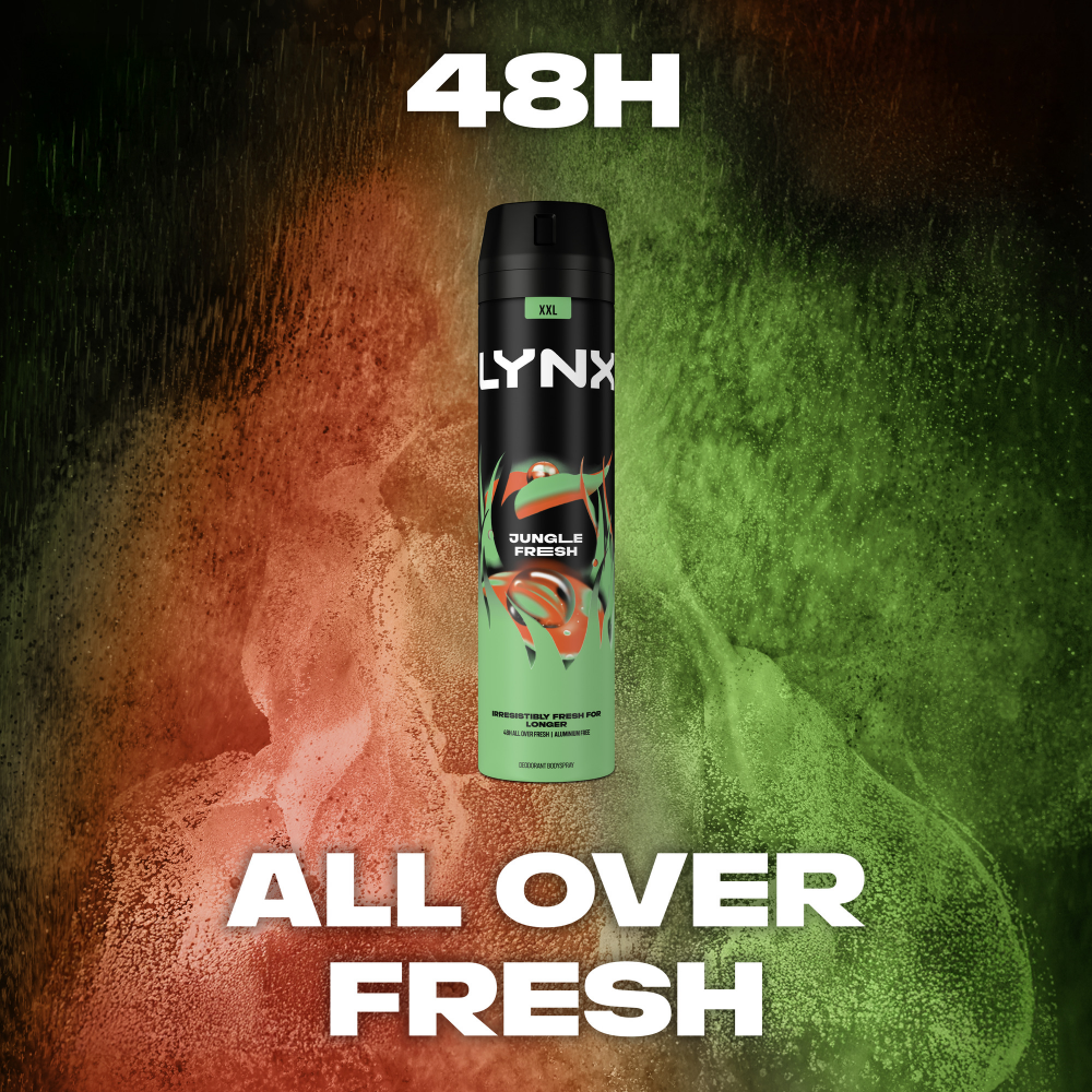 Lynx XXL Jungle Fresh 48h Palm Leaves & Amber Deodorant Body Spray 250ml