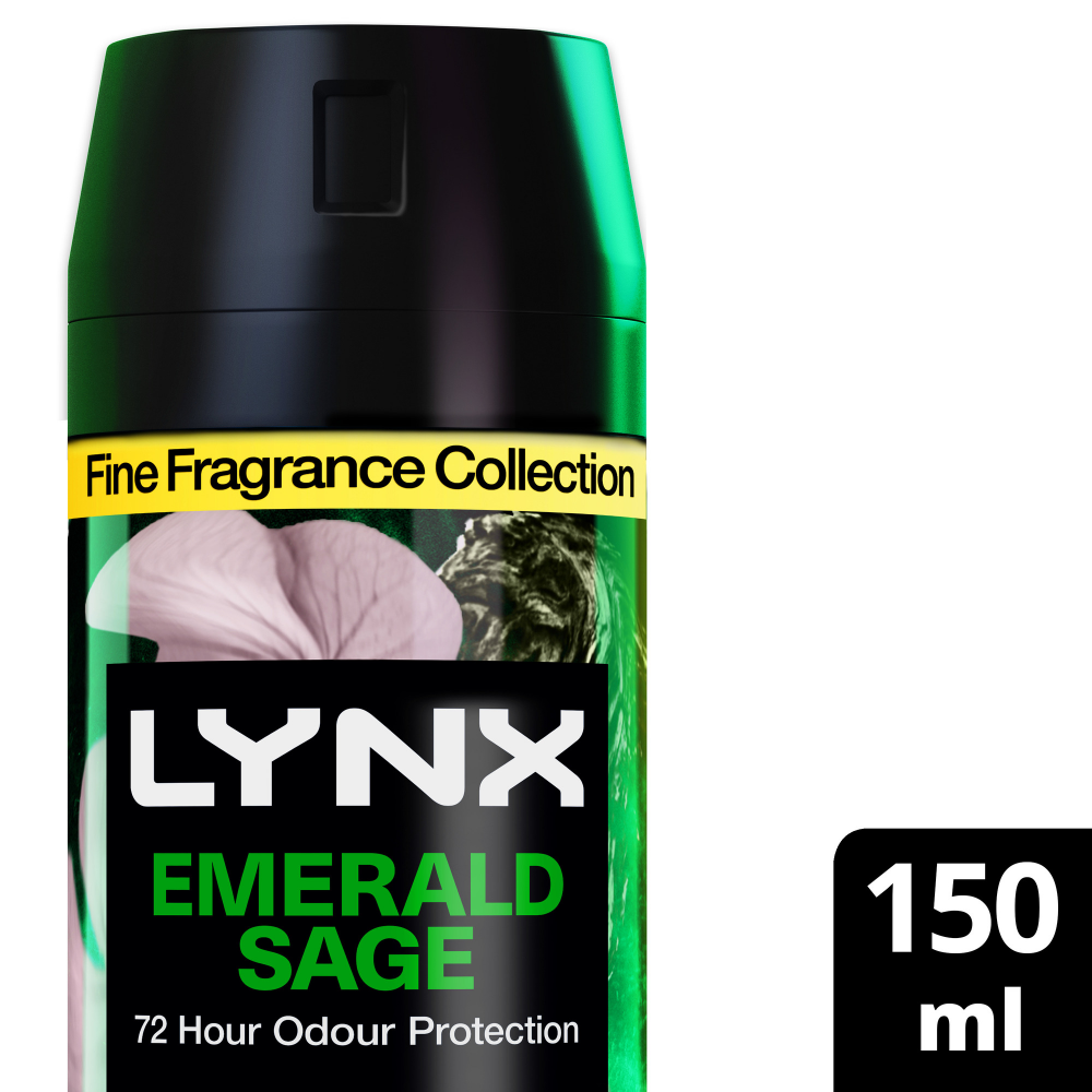 Lynx Fine Fragrance 72h Emerald Sage White Geranium & Cedar Premium Deodorant Body Spray 150ml