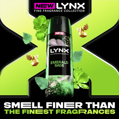 Lynx Fine Fragrance 72h Emerald Sage White Geranium & Cedar Premium Deodorant Body Spray 150ml