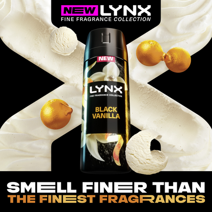 Lynx Fine Fragrance 72h Black Vanilla Orange & Sandalwood Premium Deodorant Body Spray 150ml