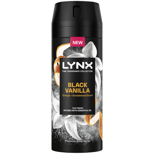 Lynx Fine Fragrance 72h Black Vanilla Orange & Sandalwood Premium Deodorant Body Spray 150ml
