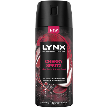 Lynx Fine Fragrance 72h Cherry Spritz Red Apple & Amber Premium Deodorant Body Spray 150ml