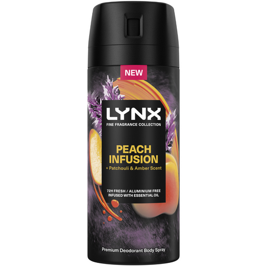Lynx Fine Fragrance 72h Peach Infusion Patchouli & Amber Premium Deodorant Body Spray 150ml