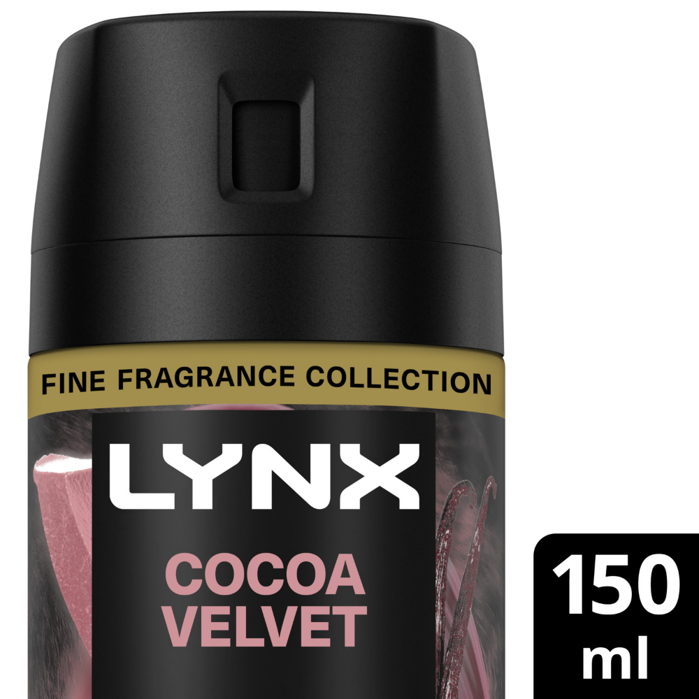 Lynx Fine Fragrance 72h Cocoa Velvet Vanilla & Cedarwood Premium Deodorant Body Spray 150ml