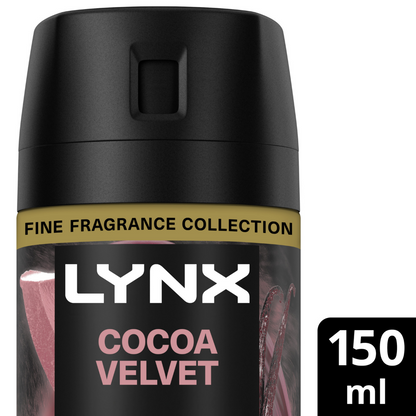 Lynx Fine Fragrance 72h Cocoa Velvet Vanilla & Cedarwood Premium Deodorant Body Spray 150ml