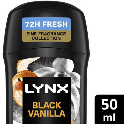 Lynx Fine Fragrance 72h Black Vanilla Orange & Sandalwood Premium Anti-Perspirant Deodorant Stick 50ml