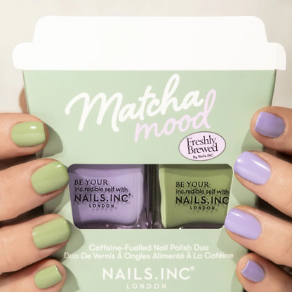 Nails Inc. Matcha Mood Caffeine-Fuelled Nail Polish Duo 2 x 14ml.