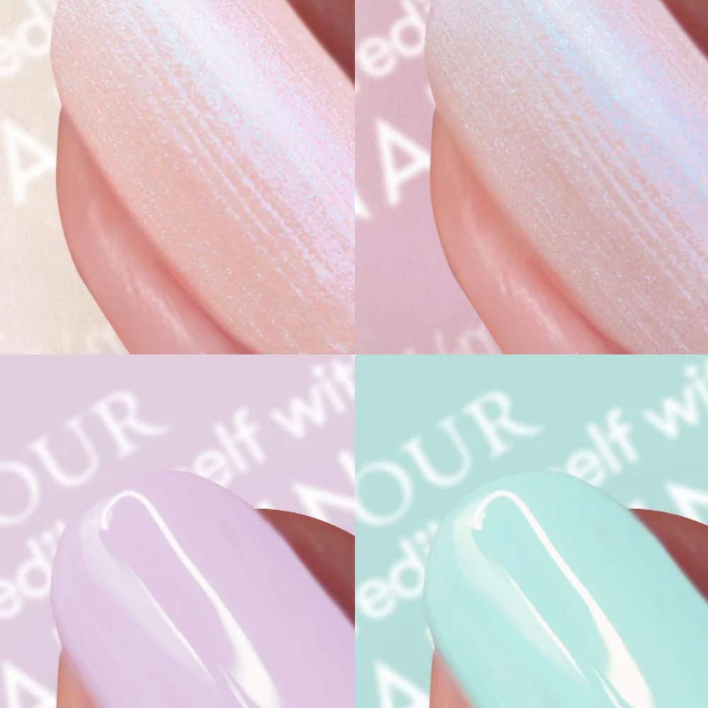 Nails Inc. The Glow Story Hyaluronic Acid Infused Nail Polish Set 4 x 14ml.