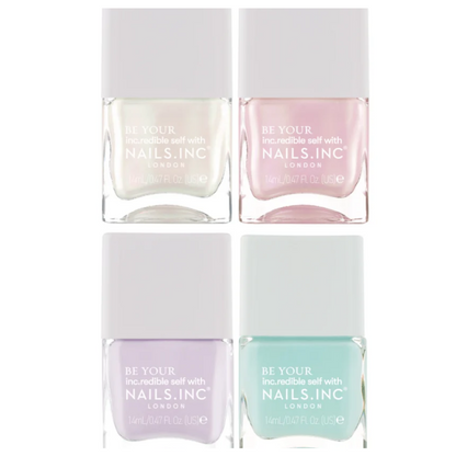 Nails Inc. The Glow Story Hyaluronic Acid Infused Nail Polish Set 4 x 14ml.