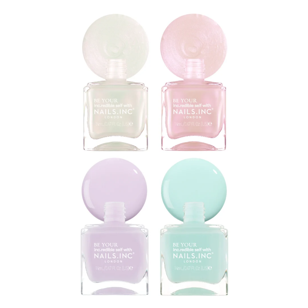 Nails Inc. The Glow Story Hyaluronic Acid Infused Nail Polish Set 4 x 14ml.