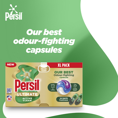 Persil Ultimate Active Clean Laundry Washing Detergent Capsules 38 Washes