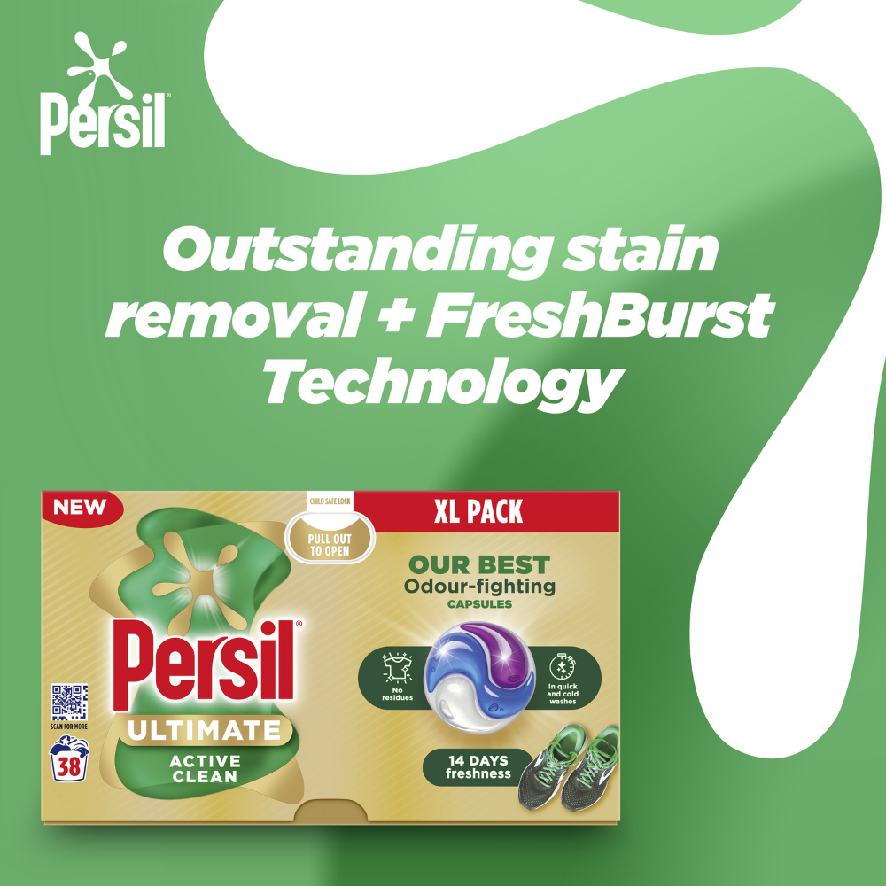 Persil Ultimate Active Clean Laundry Washing Detergent Capsules 38 Washes