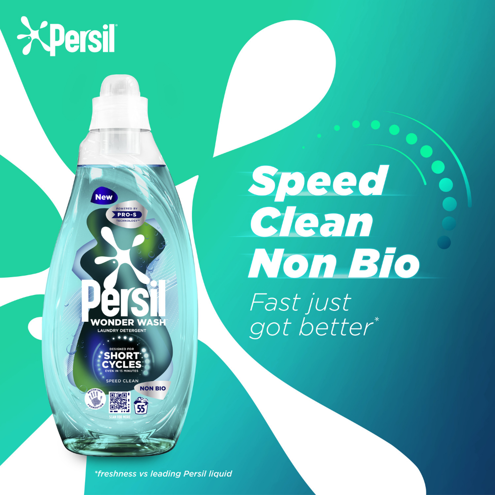Persil Wonder Wash Speed Clean Non-Bio Liquid Laundry Detergent 55 Washes 1485ml