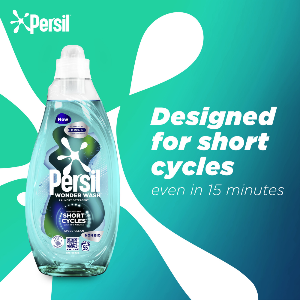Persil Wonder Wash Speed Clean Non-Bio Liquid Laundry Detergent 55 Washes 1485ml