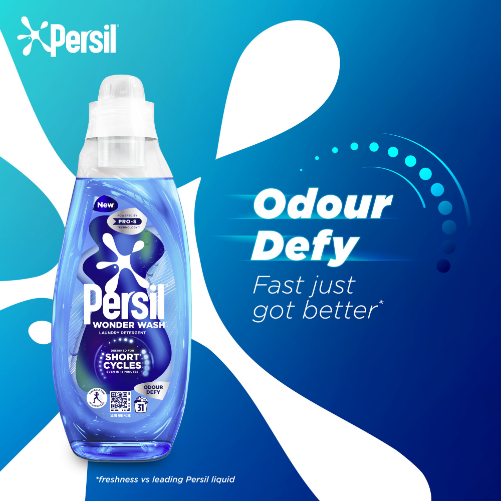 Persil Wonder Wash Odour Defy Bio Liquid Laundry Washing Detergent 31 Washes 837ml