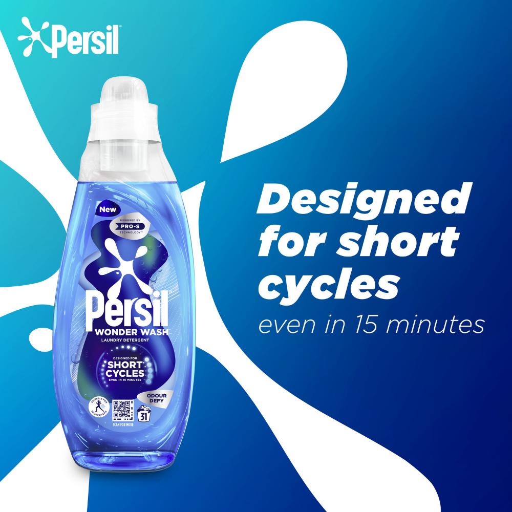 Persil Wonder Wash Odour Defy Bio Liquid Laundry Washing Detergent 31 Washes 837ml