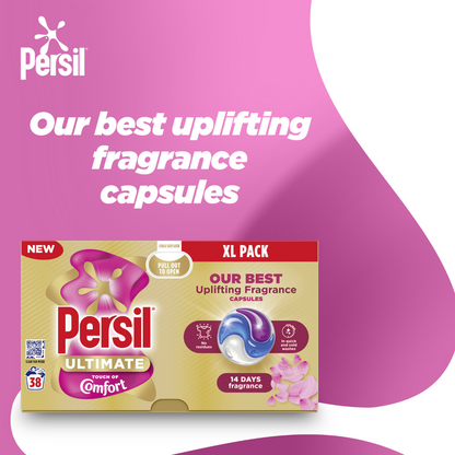 Persil Ultimate Touch Of Comfort Bio Laundry Washing Detergent Capsules 38 Washes