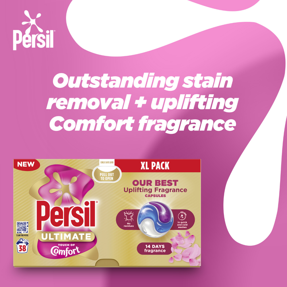 Persil Ultimate Touch Of Comfort Bio Laundry Washing Detergent Capsules 38 Washes