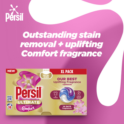 Persil Ultimate Touch Of Comfort Bio Laundry Washing Detergent Capsules 38 Washes