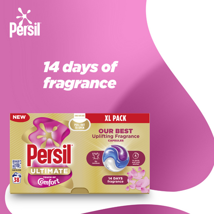 Persil Ultimate Touch Of Comfort Bio Laundry Washing Detergent Capsules 38 Washes
