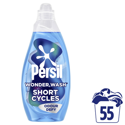 Persil Wonder Wash Odour Defy Bio Liquid Laundry Washing Detergent 55 Washes 1485ml