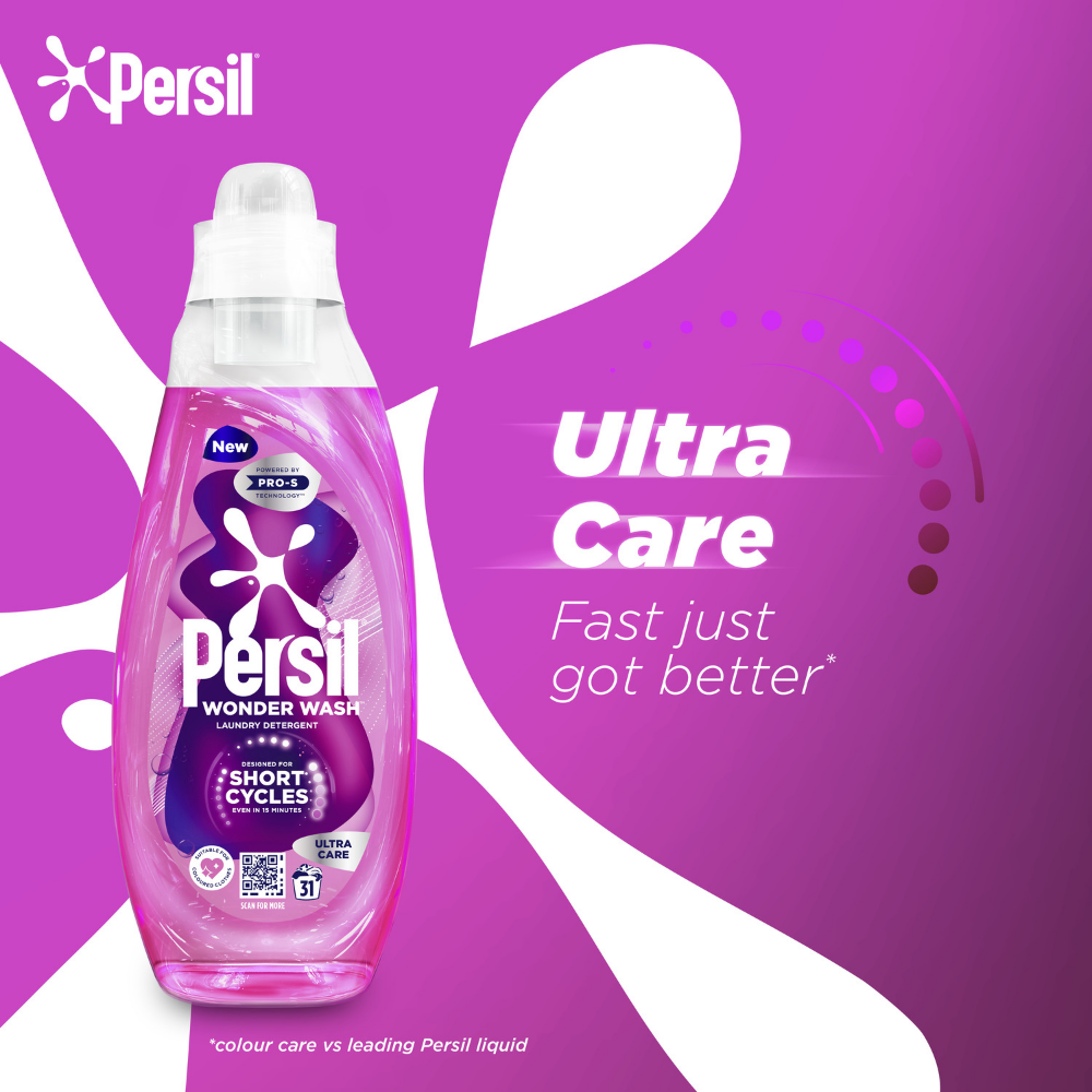 Persil Wonder Wash Ultra Care Bio Liquid Laundry Washing Detergent 31 Washes 837ml
