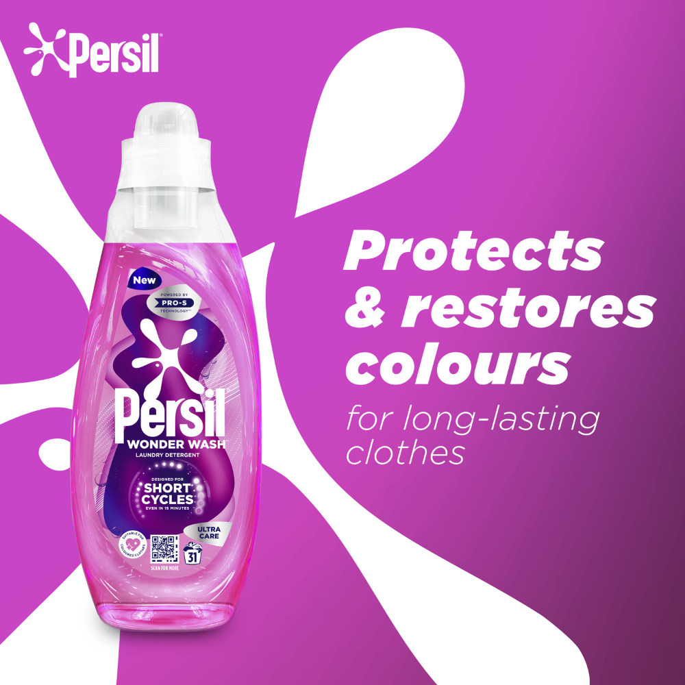 Persil Wonder Wash Ultra Care Bio Liquid Laundry Washing Detergent 31 Washes 837ml