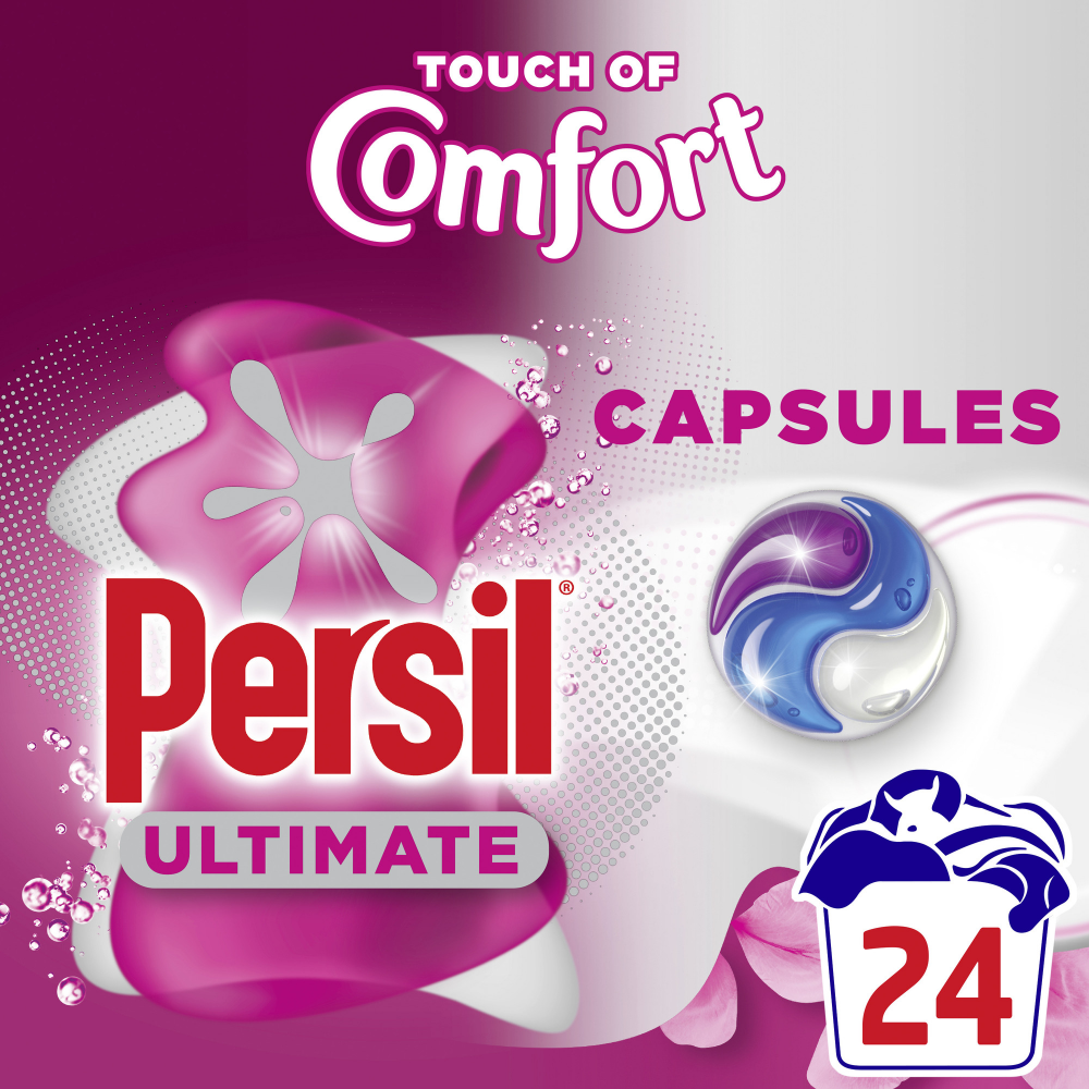 Persil Ultimate Touch Of Comfort Bio Laundry Washing Detergent Capsules 24 Washes