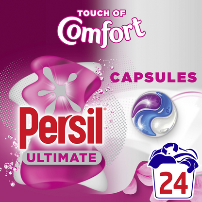Persil Ultimate Touch Of Comfort Bio Laundry Washing Detergent Capsules 24 Washes