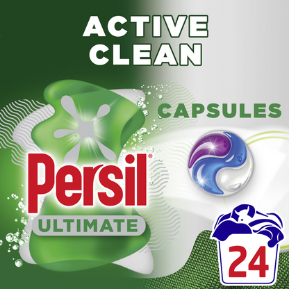 Persil Ultimate Active Clean Laundry Washing Detergent Capsules 24 Washes