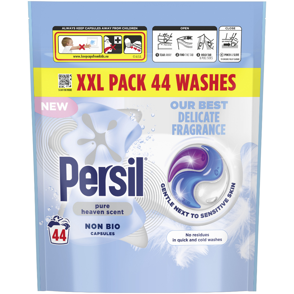 Persil Pure Heaven Scent Non-Bio Laundry Washing Detergent Capsules 44 Washes
