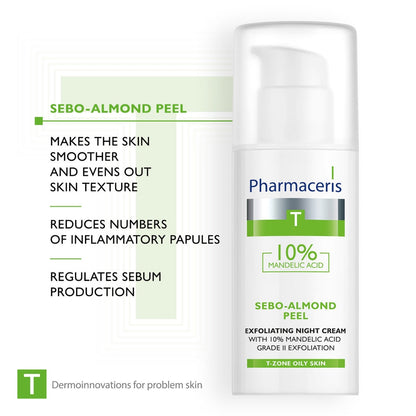 Pharmaceris T Sebo-Almond Peel Exfoliating Night Cream with 10% Mandelic Acid 50ml