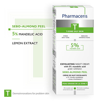 Pharmaceris T Sebo-Almond Peel Exfoliating Night Cream with 5% Mandelic Acid 50ml