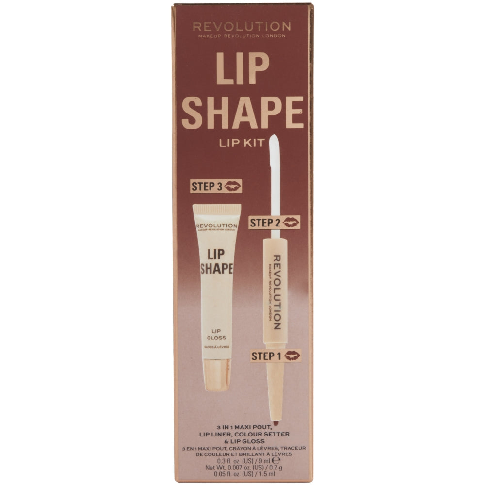 Makeup Revolution 3 In 1 Maxi Pout Lip Liner, Colour Setter & Lip Gloss Lip Shape Kit
