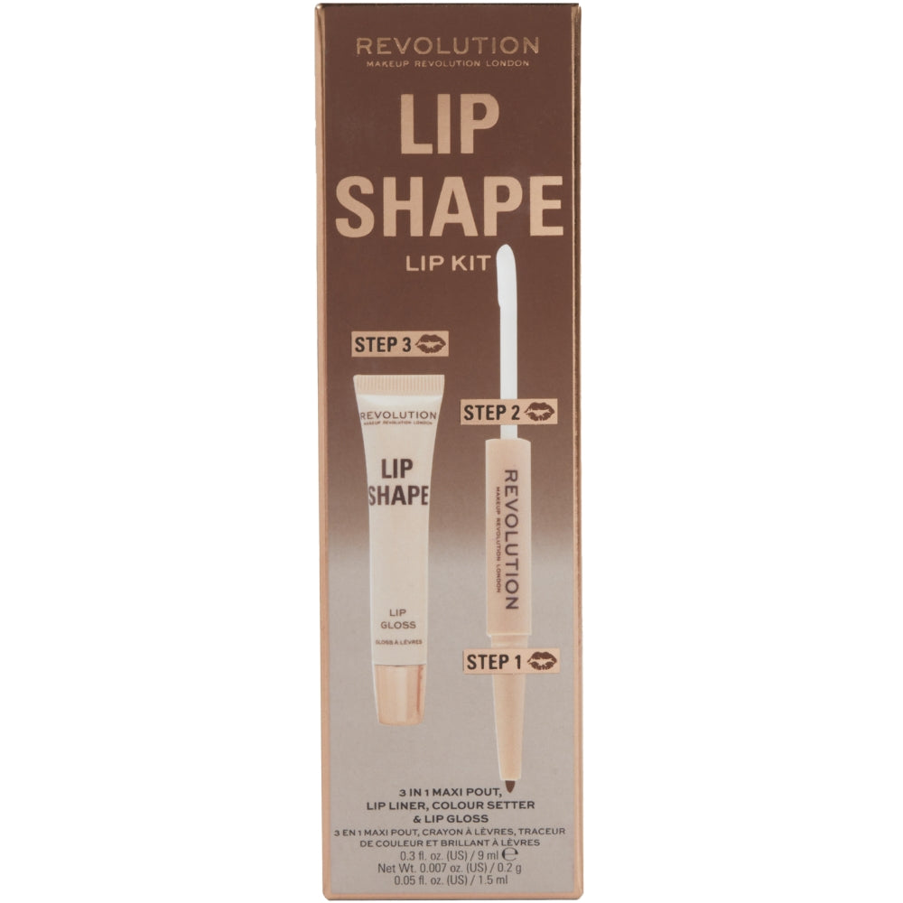 Makeup Revolution 3 In 1 Maxi Pout Lip Liner, Colour Setter & Lip Gloss Lip Shape Kit