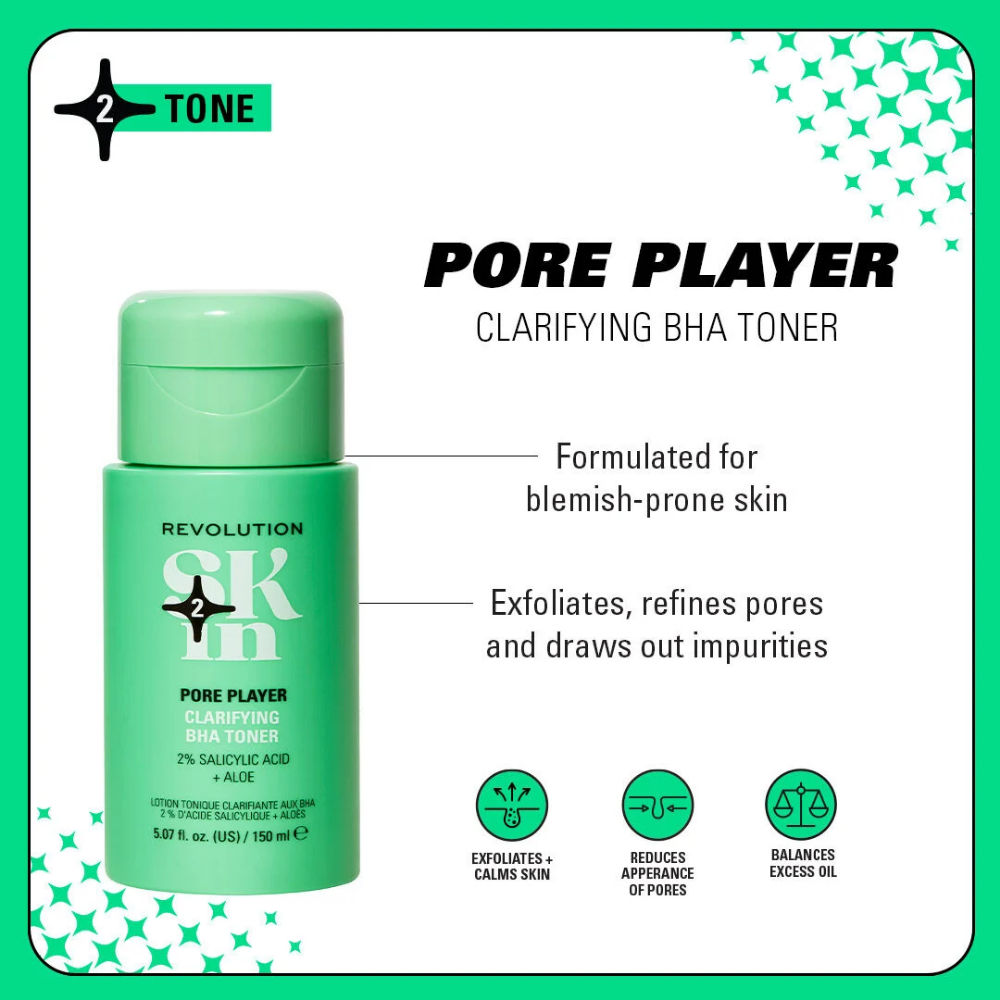 Revolution Skincare Pore Player Clarifying BHA Toner 150ml