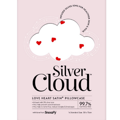Silver Cloud Satin Pillowcase Heart Print