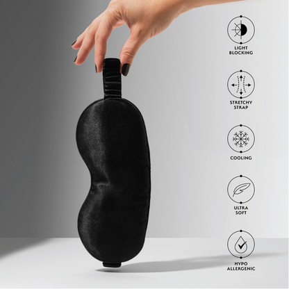 Silver Cloud Satin Sleep Eye Mask Black