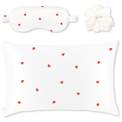 Silver Cloud Satin Gift Set Heart Print