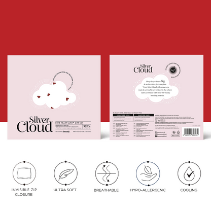 Silver Cloud Satin Gift Set Heart Print