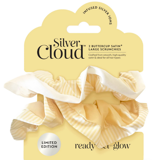 Silver Cloud Large Satin Scunchies Buttercup Pack of 2