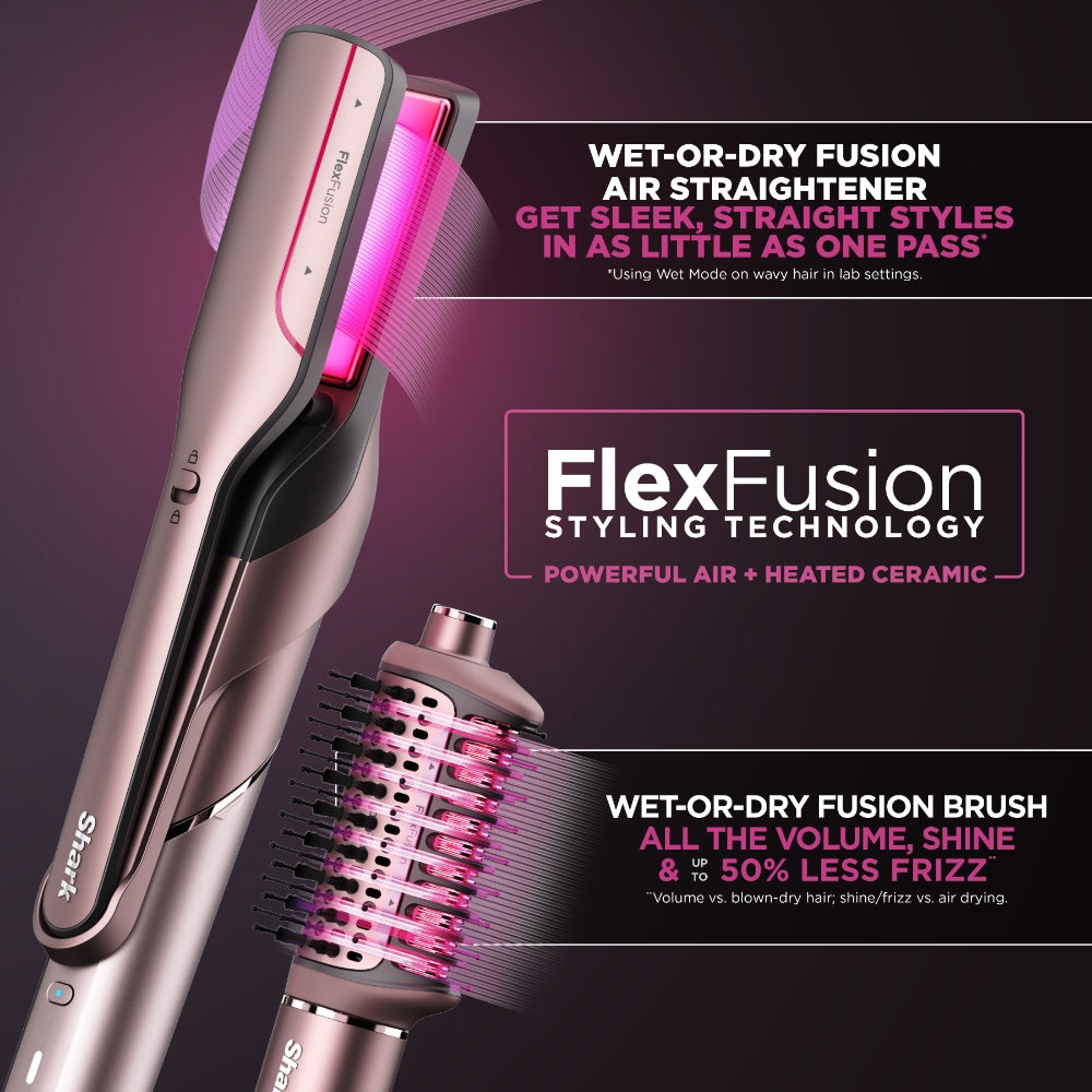 Shark Beauty FlexFusion Straight 5-In-1 Air Styler, Dryer & Ceramic Straightener with Storage Case Cosmic Blush
