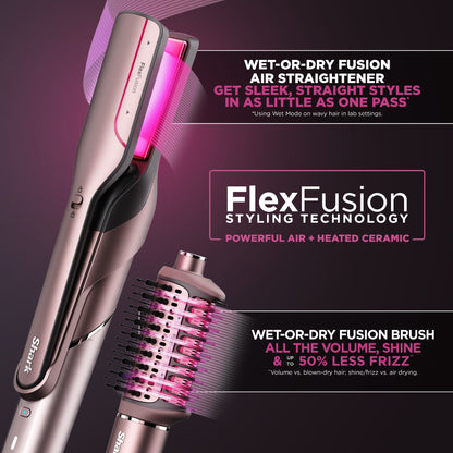 Shark Beauty FlexFusion Straight 5-In-1 Air Styler, Dryer & Ceramic Straightener with Storage Case Cosmic Blush