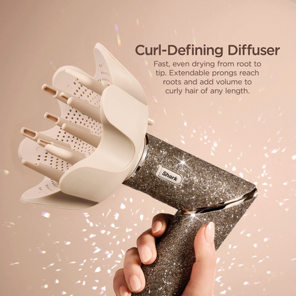Shark Beauty Limited Edition FlexStyle 5-In-1 Air Styler & Hair Dryer with Storage Case Champagne Diamond