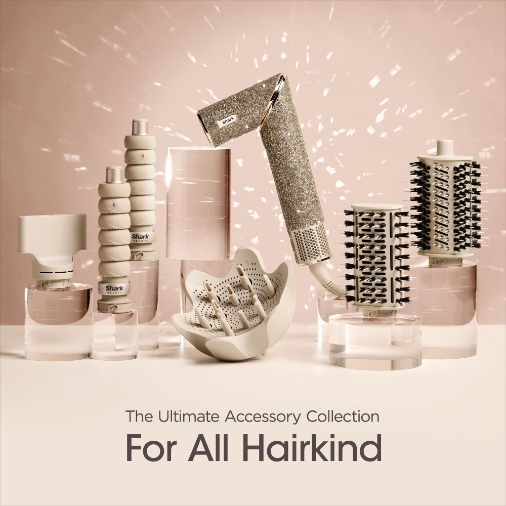 Shark Beauty Limited Edition FlexStyle 5-In-1 Air Styler & Hair Dryer with Storage Case Champagne Diamond