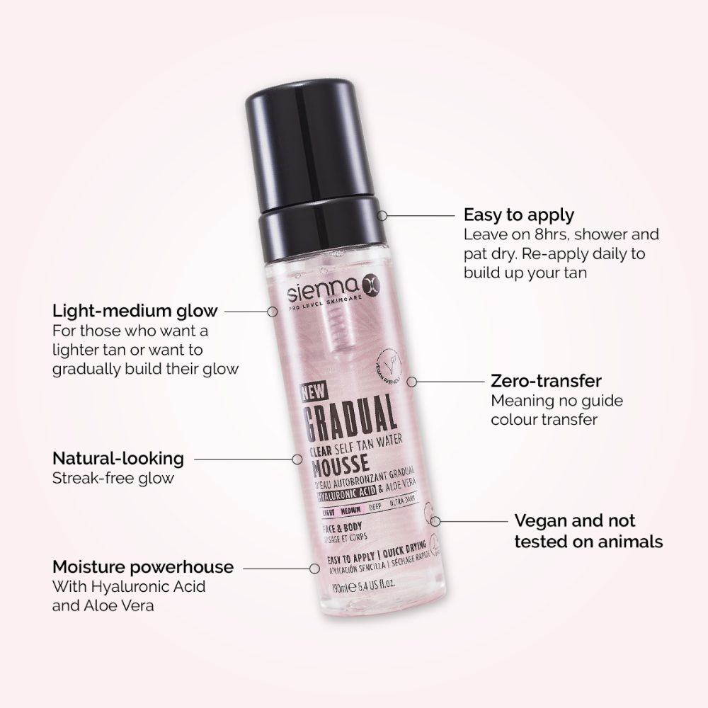 Sienna X Gradual Clear Self Tan Water Mousse 190ml