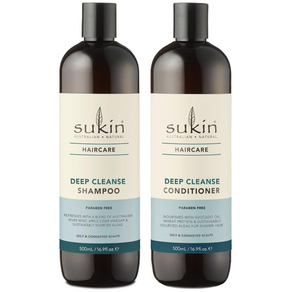 Sukin Deep Cleanse Shampoo & Conditioner Twin 2 x 500ml