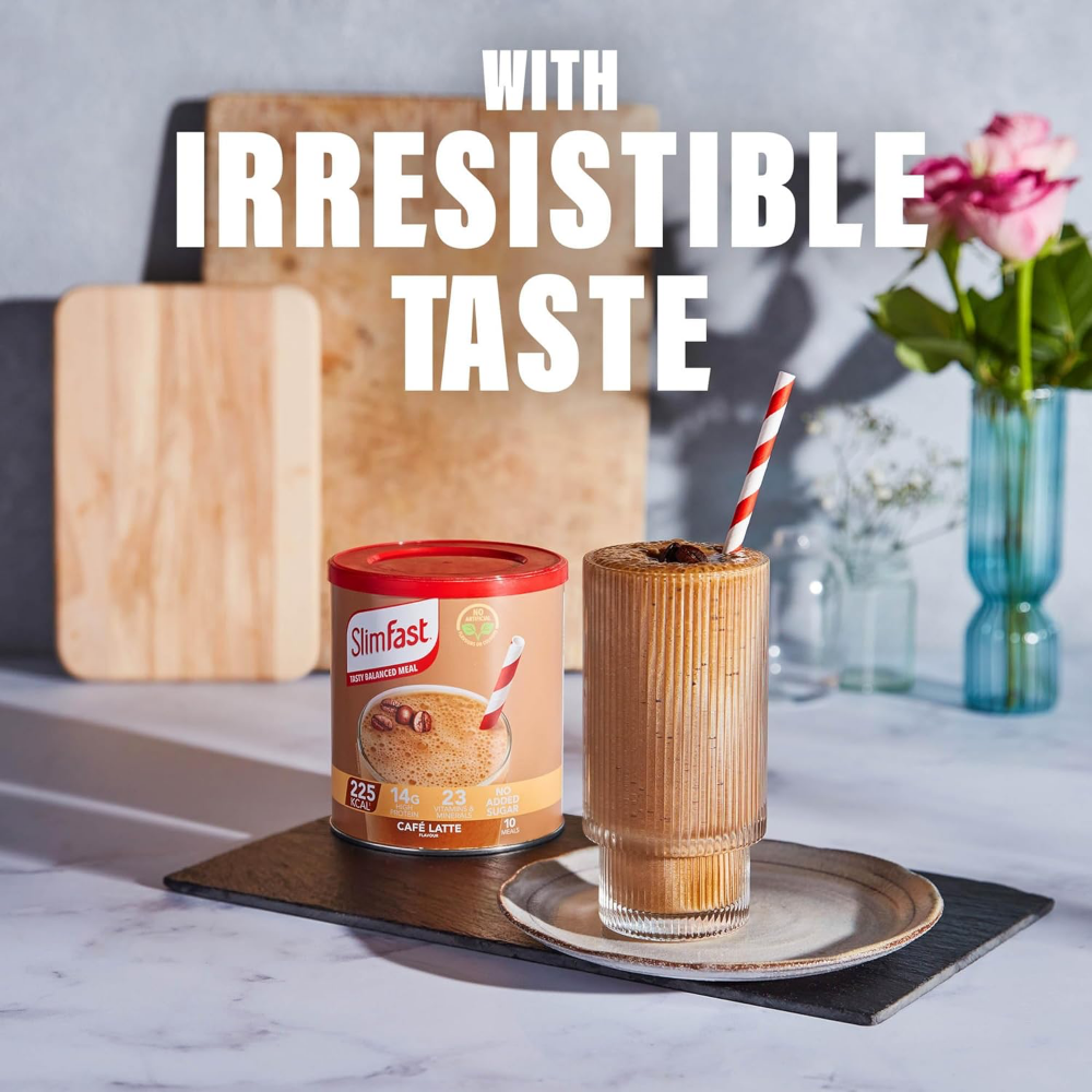 SlimFast Tasty Balanced Meal Powder Cafe Latte Tub 584g
